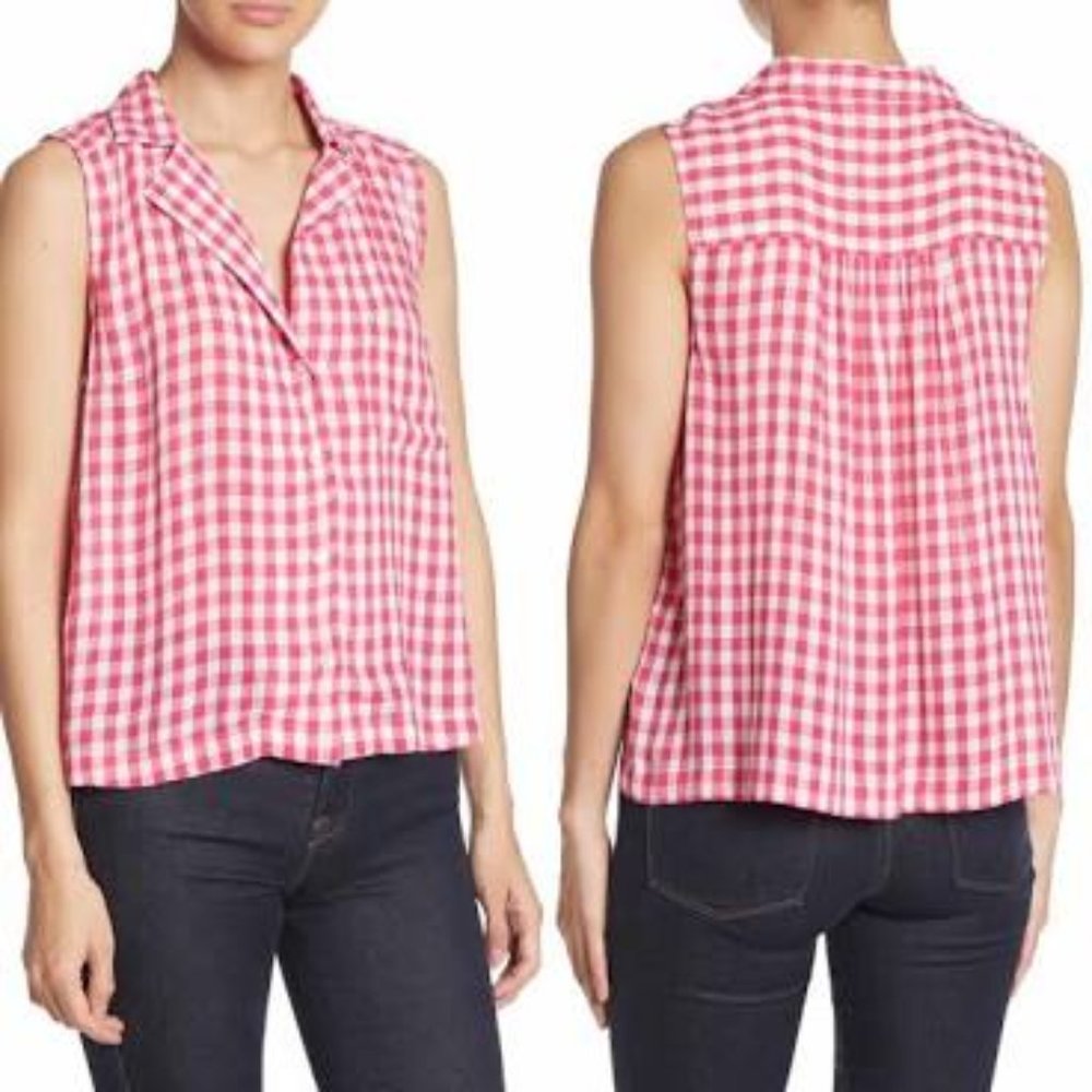 Abound Hot Pink Gingham Sleeveless Top